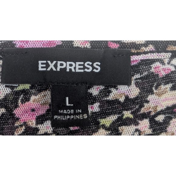 VTG Y2K Express Black Floral Sheer Tiered Ruffle Coquette Fairy Whimsigoth Tank - Picture 6 of 9